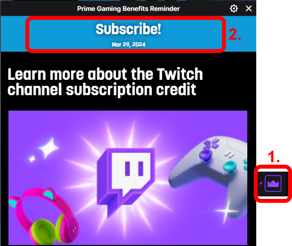 Prime Subscription Window